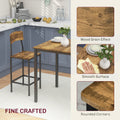 Homcom 3 Piece Counter Height Bar Table And Chairs Set, Industrial Small Dining Table Set For 2, Square Kitchen Table And Stools With Steel Frame, Rustic Brown And Black Brown Black Steel