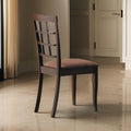 Wood & Fabric Side Chairs With Open Grid Pattern Back, Espresso Brown, Set Of 2 Brown Wood Fabric