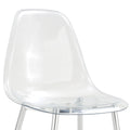 Table And Chair Set.Modern Rectangular Glass Dining Table With Tempered Glass Countertop And Silver Metal Legs, Paired With Multiple Transparent High Quality Pet Dining Chairs With Silver Legs. Silver Seats 6 Tempered Glass