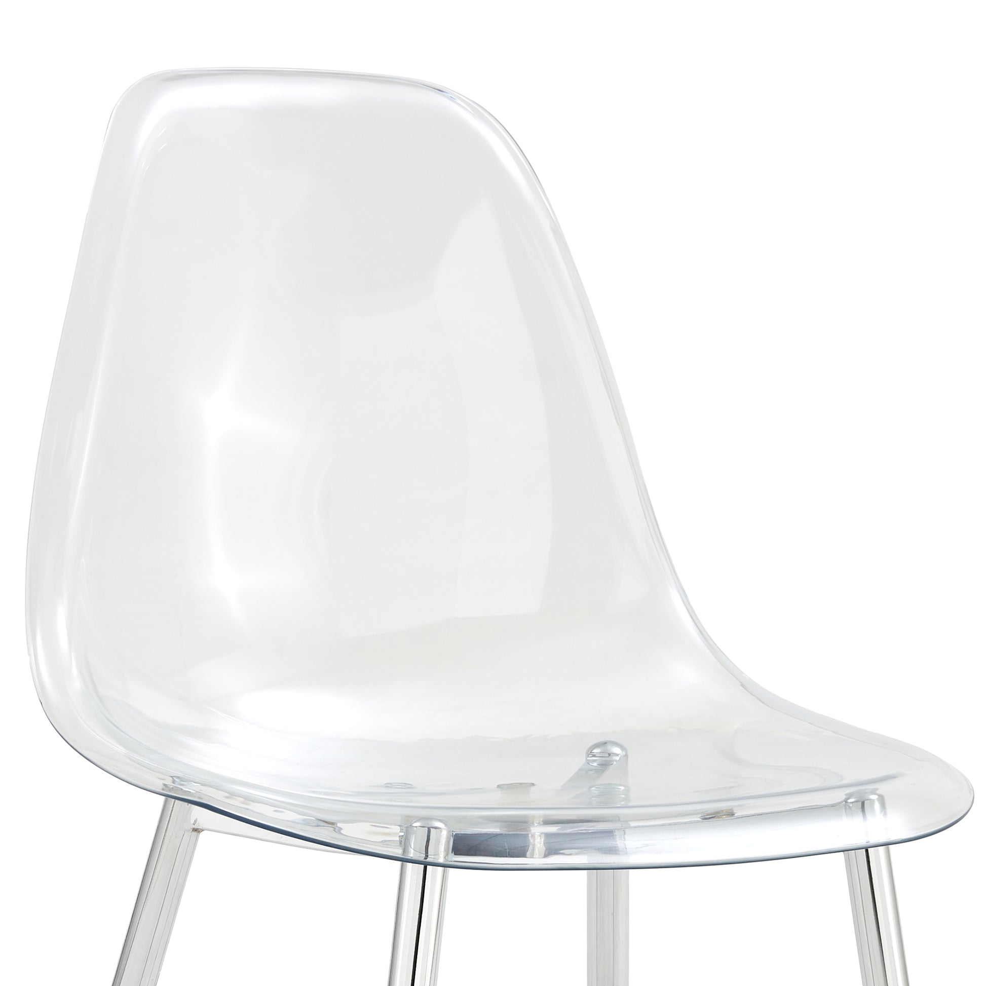 Table And Chair Set.Modern Rectangular Glass Dining Table With Tempered Glass Countertop And Silver Metal Legs, Paired With Multiple Transparent High Quality Pet Dining Chairs With Silver Legs. Silver Seats 6 Tempered Glass