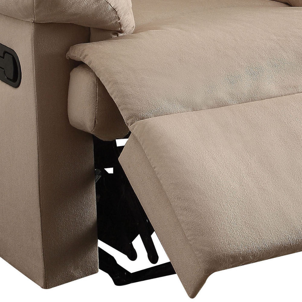 Beige Recliner With Pillow Top Arm Beige Manual Handle Metal Primary Living Space Tight Back Handle Pillow Top Arms Fabric Metal