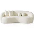 Drake Japandi Style Curvy Boucle Sofa Ivory White,White Boucle 3 Seat