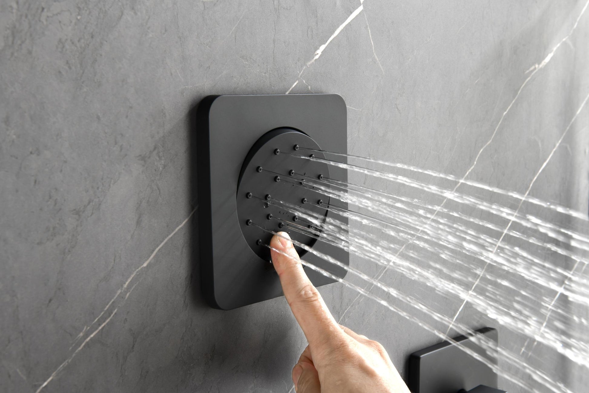 Wall Mounted Shower System In Matte Black With Shower Head, Handheld Shower, 3 Body Jets Matte Black Brass Brass