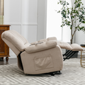 Massage Recliner Chair Electric Power Lift Recliner Chairs With Heat, Vibration, Side Pocket For Living Room Bedroom, Beige Beige Velvet