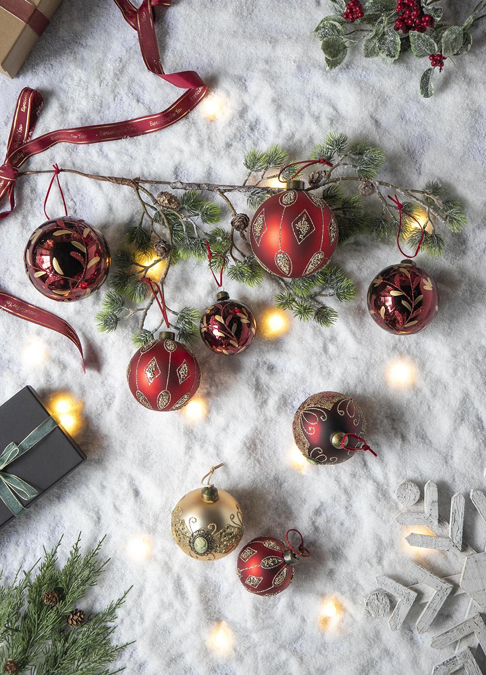 D3.9" Christmas Ball Ornaments, Glass Decorative Hanging Ball Christmas Tree Ornaments For Holiday Party Decorations, Set Of 6 Gold Glass