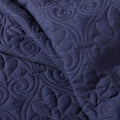 3 Piece Split Corner Pleated Quilted Bedspread Navy King Navy Polyester