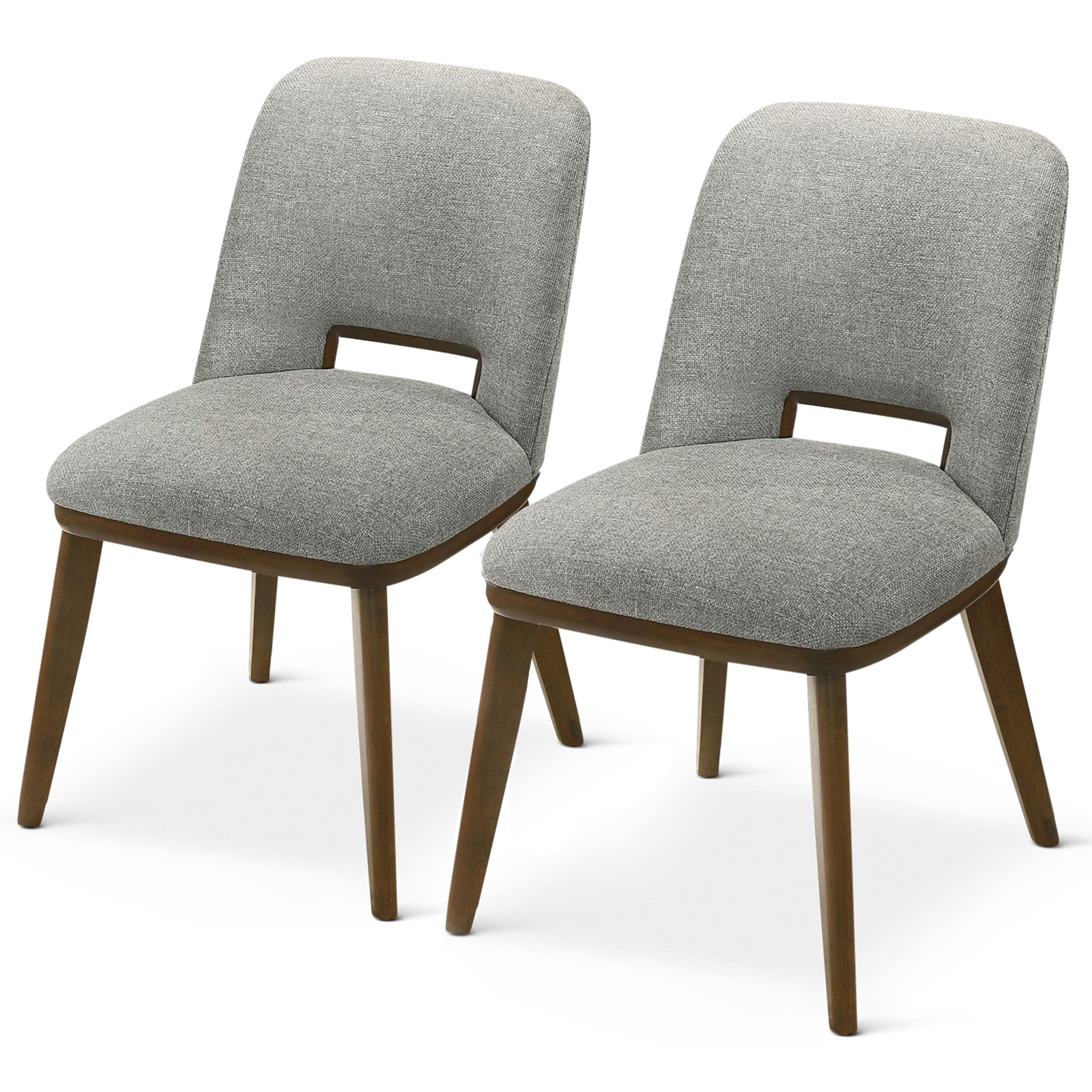 Blake Light Grey Fabric Dining Chair Set Of 2 Solid Brown,Light Gray Brown Dining Room Foam Wipe Clean Mid Century Modern Dining Chairs Foam Fabric,Solid Wood