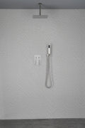 12 Inch Brushed Nickel Ceiling Mounted Rain Shower Head With Handheld Brushed Nickel Brass Brass