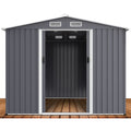 Outdoor Storage Shed 8 X 12 Ft Large Metal Tool Sheds, Heavy Duty Storage House With Sliding Doors With Air Vent For Backyard Patio Lawn To Store Bikes, Tools, Lawnmowers Grey Grey Rectangular No