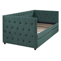 Twin Size Tufted Upholstered Daybed With Trundle, Velvet Sofabed With Rivet Design, No Box Spring Needed,Green Twin Green Velvet