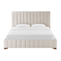 King Size Modern Design Bed Frame Upholstered Queen Bed Frame Platform With Headboard Fabric Headboard Wooden Slats Support, No Box Spring Needed,Mattress Foundation,White King White Fabric