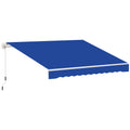 Outsunny 8' X 7' Patio Retractable Awning, Manual Exterior Sun Shade Deck Window Cover, Blue Blue Aluminum