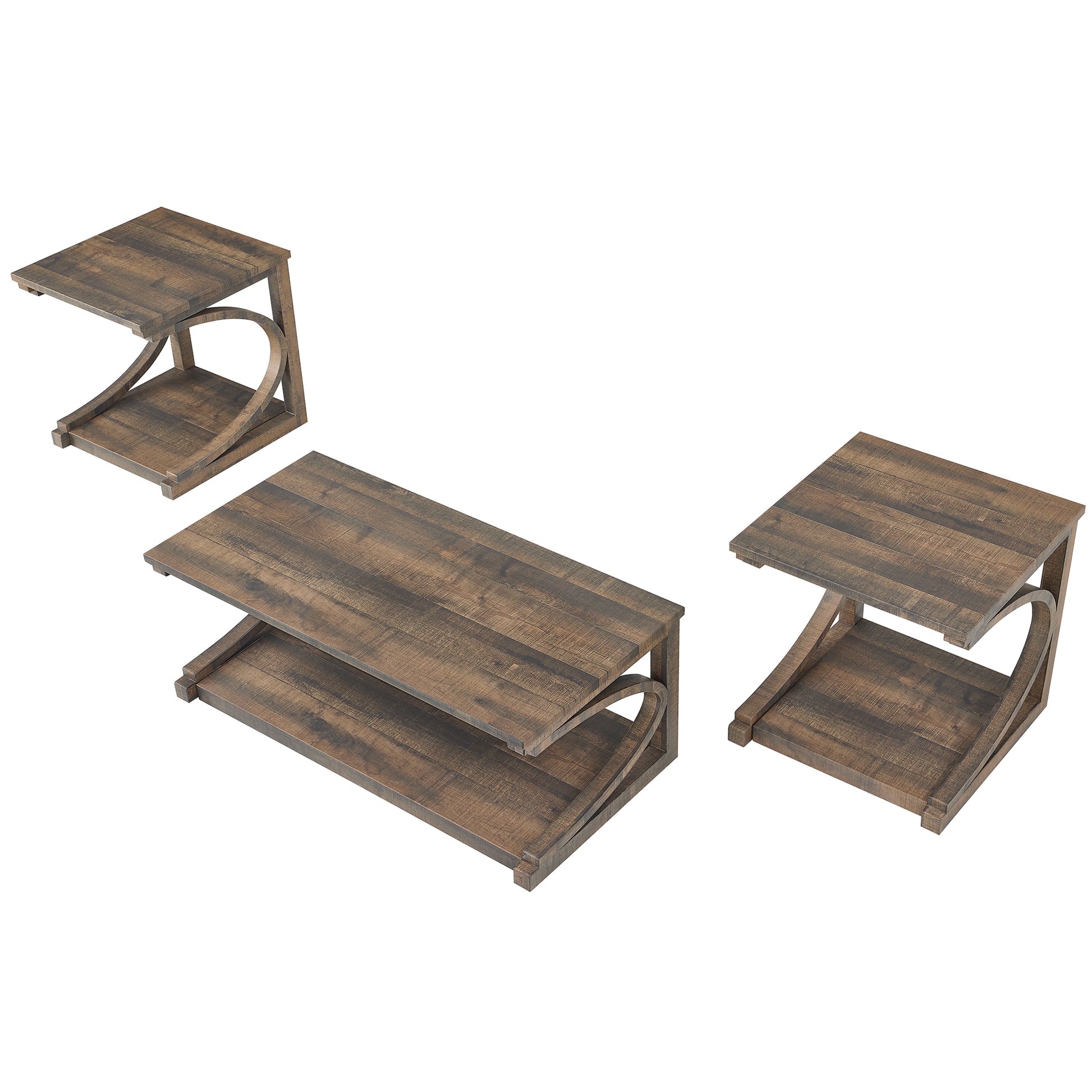 Unique Coffee Table, Solid Wood 23.8 Inch Modern Coffee Table Modern Center Table With Storage, Solid Wood Special Shape Coffee Table, Living Room, Kitchen, Apartment Dining Table Brown Solid Wood Mdf