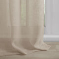 Floral Embellished Cuff Tab Top Solid Curtain Panel Only 1 Pc Panel Beige Linen