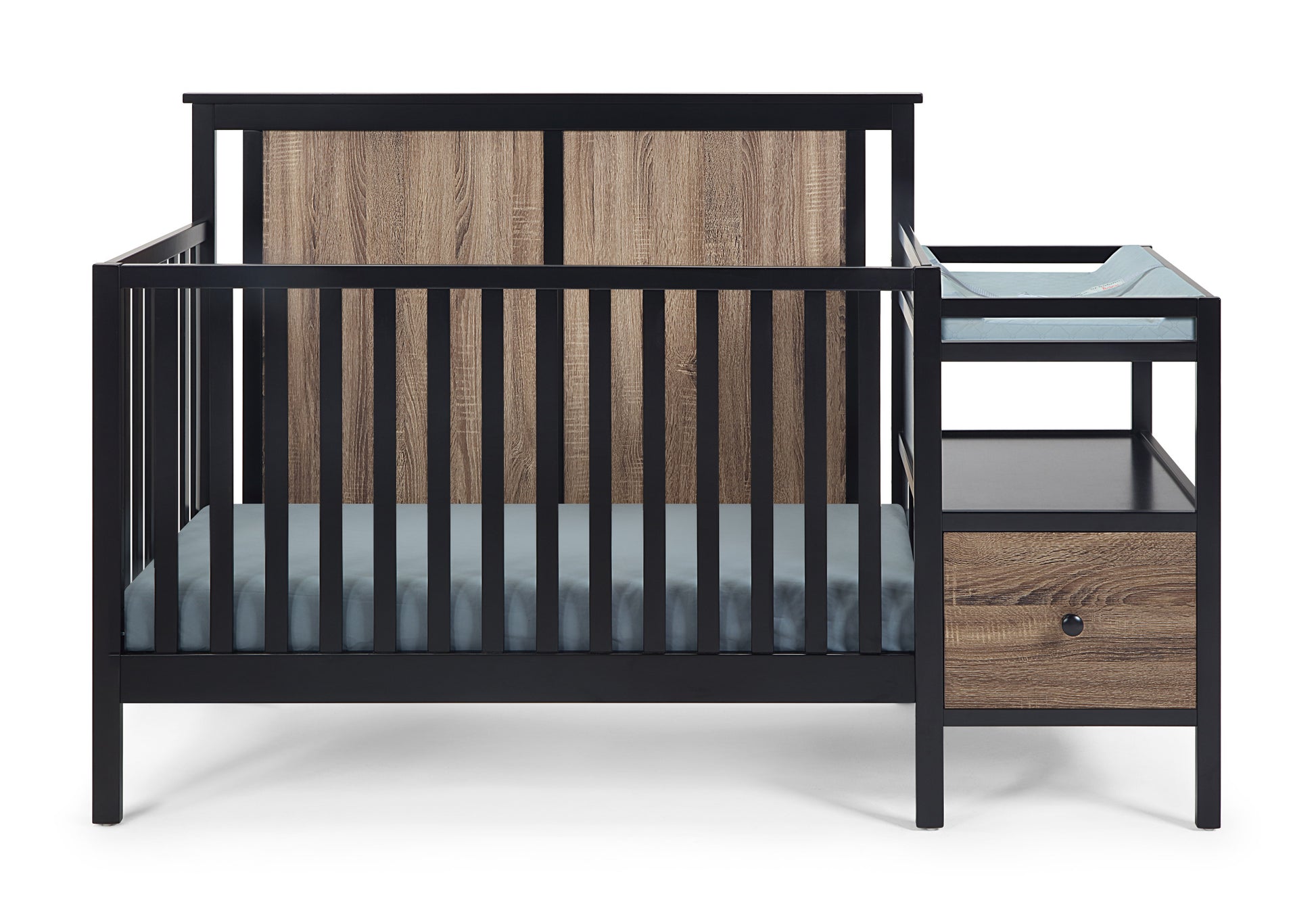 Connelly 4 In 1 Crib And Changer Combo Black Vintage Walnut Black Brown Wood