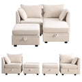 Modular Couches And Sofas Sectional With Storage Sectional Sofa U Shaped Sectional Couch With Reversible Chaises, Beige Beige Linen Wood Primary Living Space Soft Heavy Duty Cotton Cotton 4 Seat