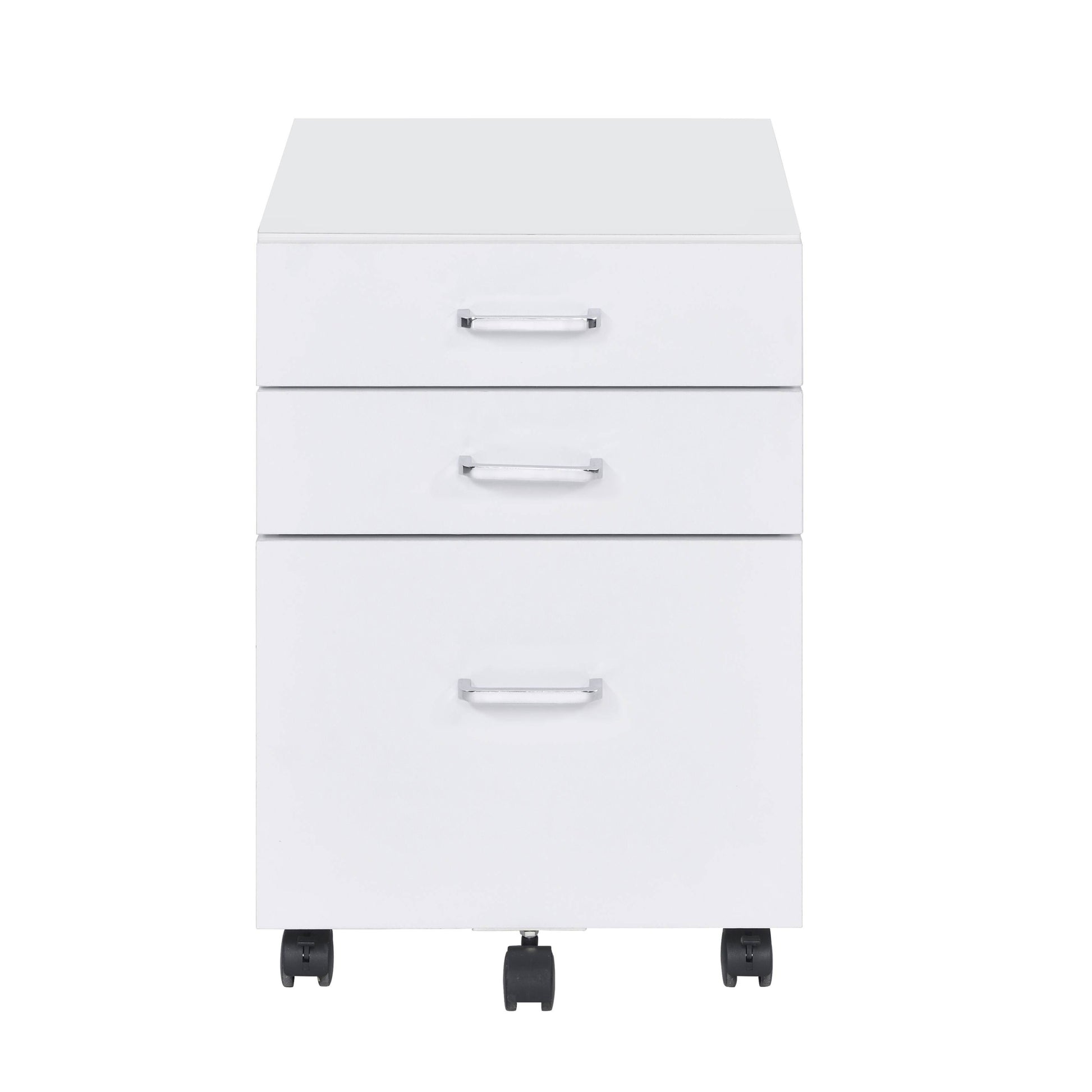 White And Chrome 3 Drawer Rectangular File Cabinet Filing Cabinets 3 4 Drawers White Office Drawers Included Modern Wood Metal