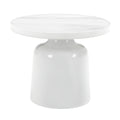 Zaid End Table, Engineering Marble & White High Gloss Finish Lv04226 White Wood