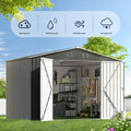 Outdoor Sheds 6Ft X 8Ft & Outdoor Storage Clearance, Metal Anti Corrosion Utility Tool House With Lockable Door & Shutter Vents, Waterproof Storage Garden Shed For Backyard Lawn Patio Grey Iron