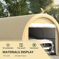 Outsunny 10' X 16' Carport, Heavy Duty Portable Garage Storage Tent With Large Zippered Door, Anti Uv Pe Canopy Cover For Car, Truck, Boat, Motorcycle, Bike, Garden Tools, Outdoor Work, Beige Beige Steel