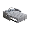 3 In 1 Convertible Sleeper Sofa Couch Bed, Velvet Tufted Loveseat Futon Sofa W Usb&Type C Port Pull Out Bed, Adjustable Backrest,Multi Pockets For Living Room Apartment Small Space Grey Fabric