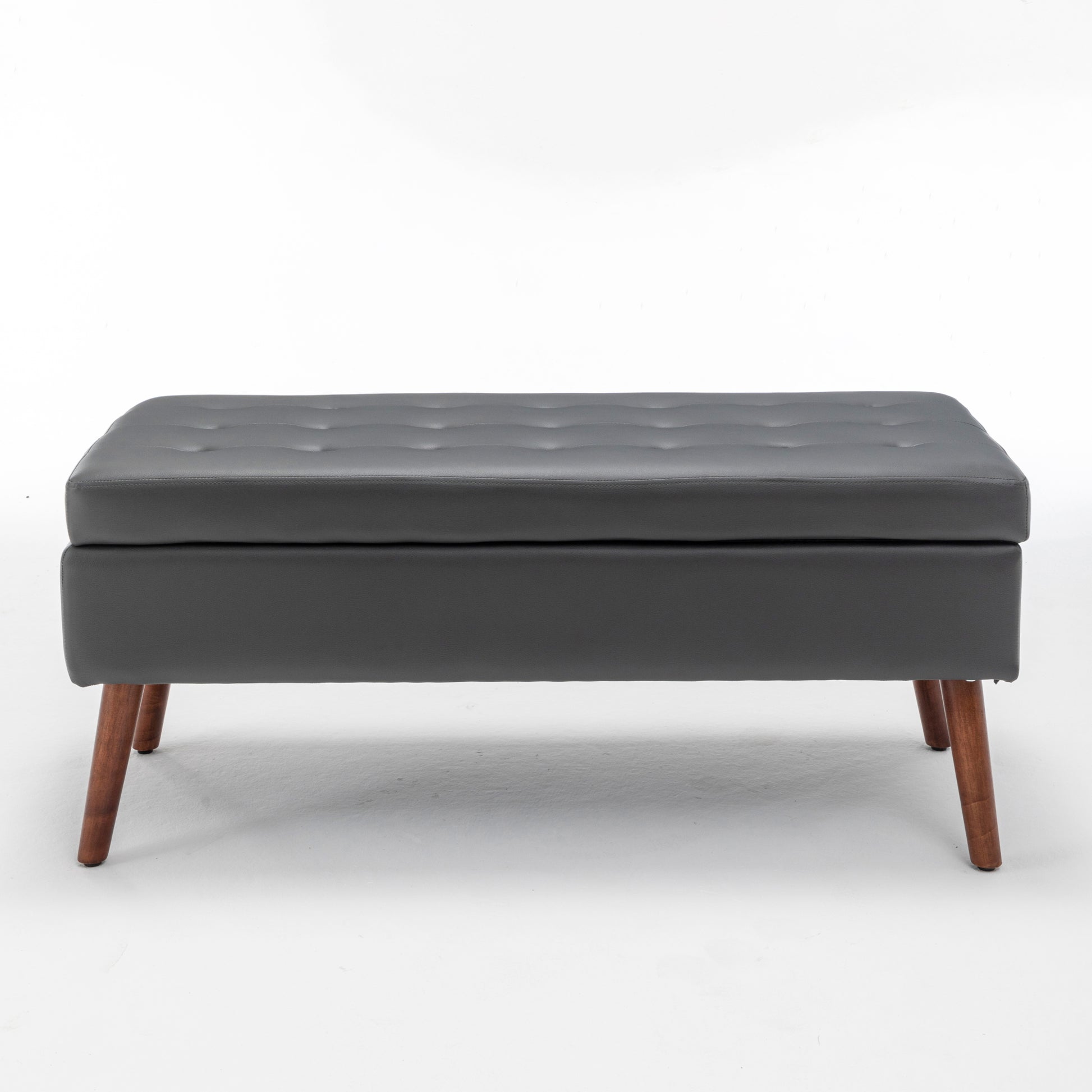 Storage Bench With Storage Bench For Bedroom End Of Bed Bench Foot Of Bed Bench Entryway Bench Storage Ottoman Bench 43.3" W X 17.7" Dark Grey Leather Bench Dark Grey Pu Leather