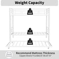 Heavy Duty Sturdy Meta Twin Over Full Bunk Bed L Noise Reduced Safety Guardrail No Box Spring Needed,White Box Spring Not Required Twin White Metal
