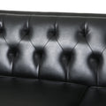 Mirod 81'' Pu Sofa,Tufted Back,Solid Wood Legs,Living Room And Study Black Pu 3 Seat