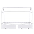 Twin Xl To King Metal Twin Size House Platform Bed With 2 Drawers, White Box Spring Not Required Twin Xl White Metal Bed Frame Metal