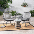 Milan 3Pc Chat Set Gray Pe Rattan Iron Waterproof Fabric