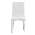 2 Piece Dining Chair Set, Modern Style Kitchen Soft Cushion High Backrest, With Embedded Buttons, Metal Leg Office Chair, Suitable For Restaurants, Offices, And Restaurants. White Pu