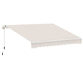 Outsunny 8' X 7' Patio Retractable Awning, Manual Exterior Sun Shade Deck Window Cover, Beige Beige Aluminum