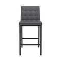Modern Design High Stool Metal Legs Kitchen Restaurant Gray Pu Bar Chair, Black Spray Painted Chair Legs, Suitable For Bar Cafe Restaurant Set Of 2 Metal Gray Pu Pu