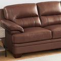 Luxor Leather Loveseat Pecan Memory Foam Genuine Leather