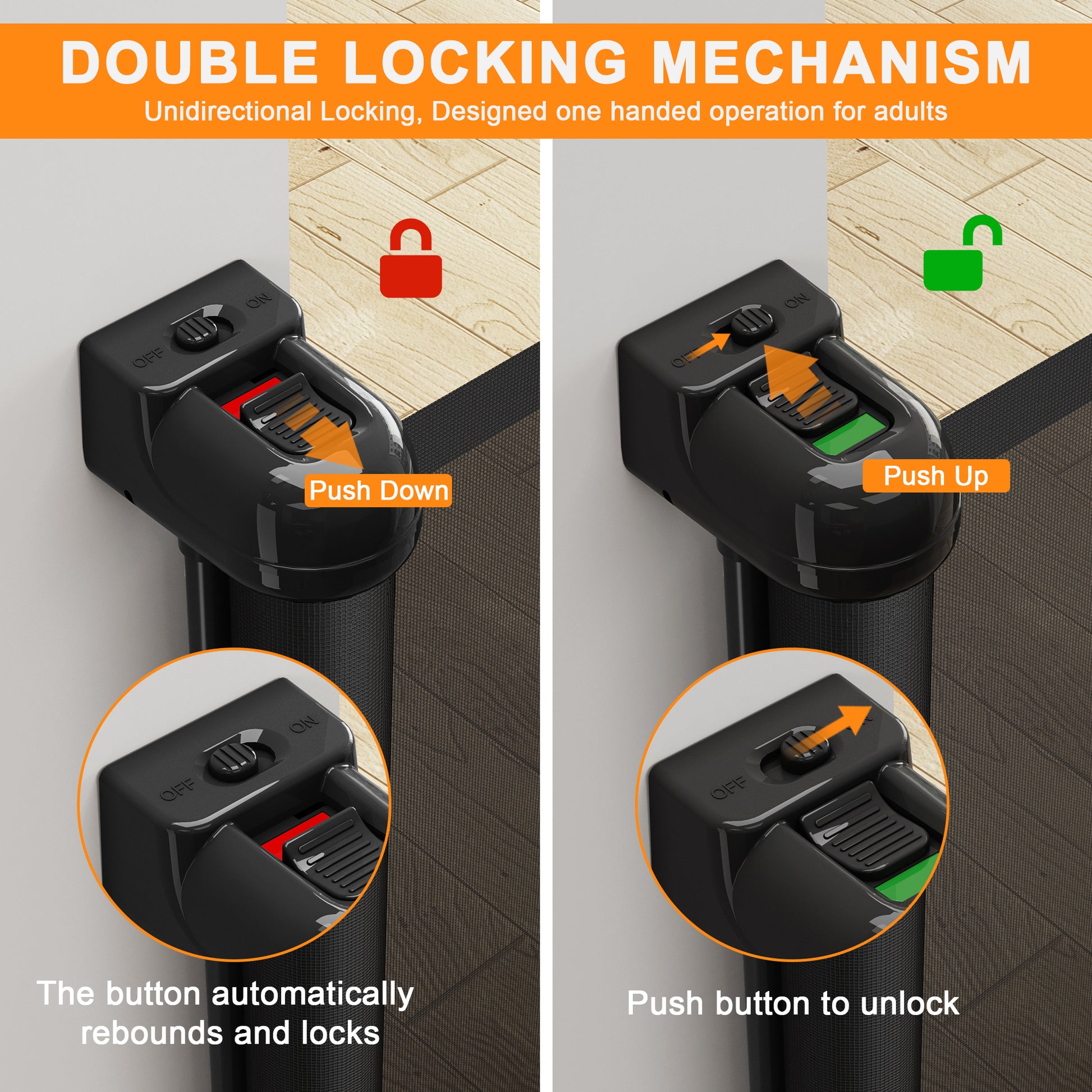 Retractable Baby Gate, Mesh Dog Gate For Doorways, Extends Up To 76" Wide, 33" Tall Child Safety Gate For Doorways, Indoor & Outdoors, Stairs, Hallways, Black Black Plastic