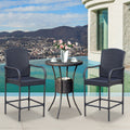 Outsunny Rattan Wicker Bar Set For 3 Pcs With Ice Buckets, Patio Furniture With 1 Bar Table And 2 Bar Stools For Poolside, Backyard, Porches Dark Brown Steel