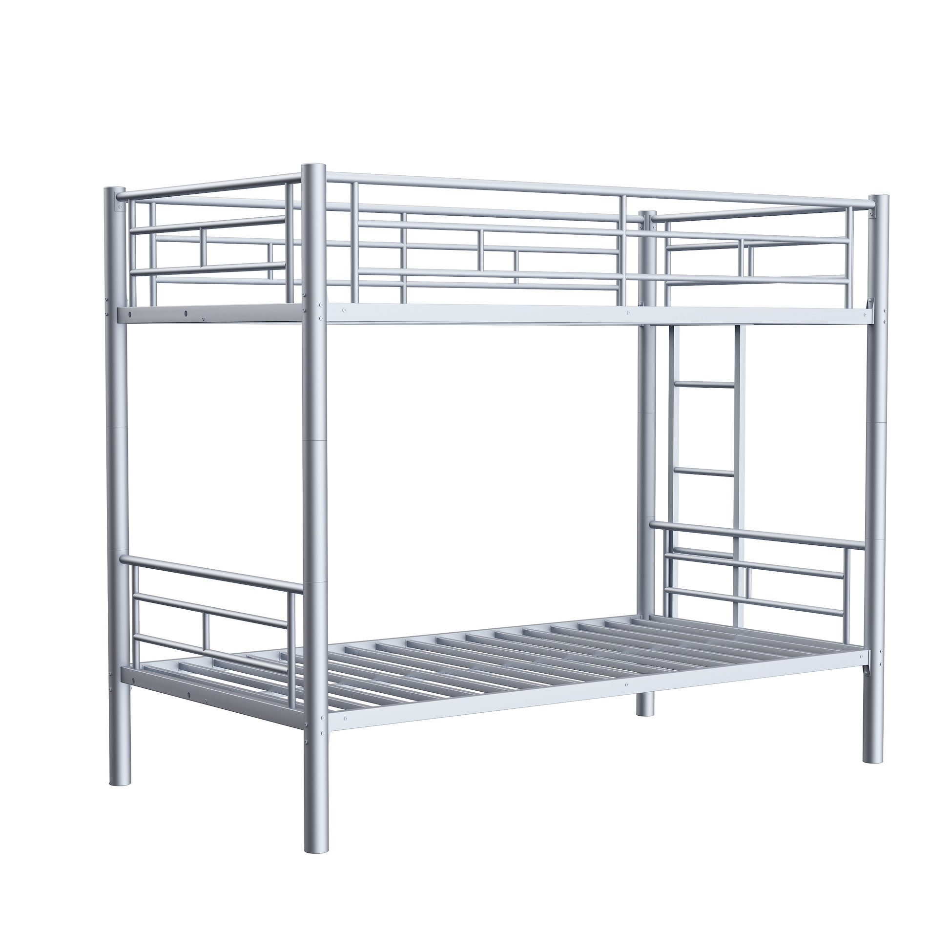 Bunk Bed Twin Over Twin Size With Ladder And High Guardrail, Able To Split, Metal Bunk Bed, Storage Space, Noise Free,Grey Silver Box Spring Not Required Twin Grey Silver Metal Metal