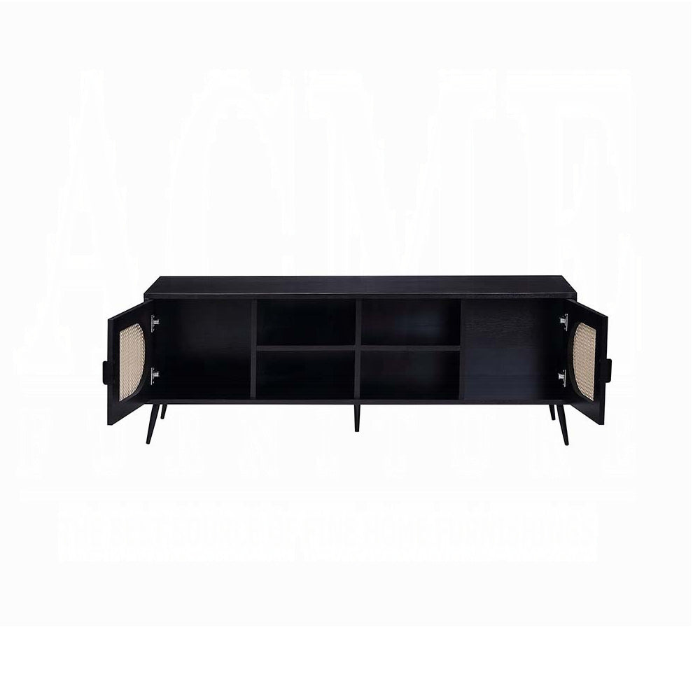 Black Tv Stand With Metal Leg Black Primary Living Space 60 Inches 60 69 Inches Modern Wood Metal