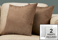 Pillows, Set Of 2, 18 X 18 Square, Insert Included, Decorative Throw, Accent, Sofa, Couch, Bedroom, Brown Hypoallergenic Polyester, Modern Brown Polyester Polyester