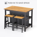 3 Pcs Dining Table Set Rustic Retro Breakfast Table Dining Stools Rubberwood For 2 With Two Open Shelves For Small Space Kitchen Dining Room W69165661 Black Rubber Wood