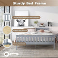 Twin Bed Frames With Headboard, Solid Wooden Platform Bed With Corner, Modern Low Profile Bed Frame, No Box Spring Needed, Grey Twin Grey Wood