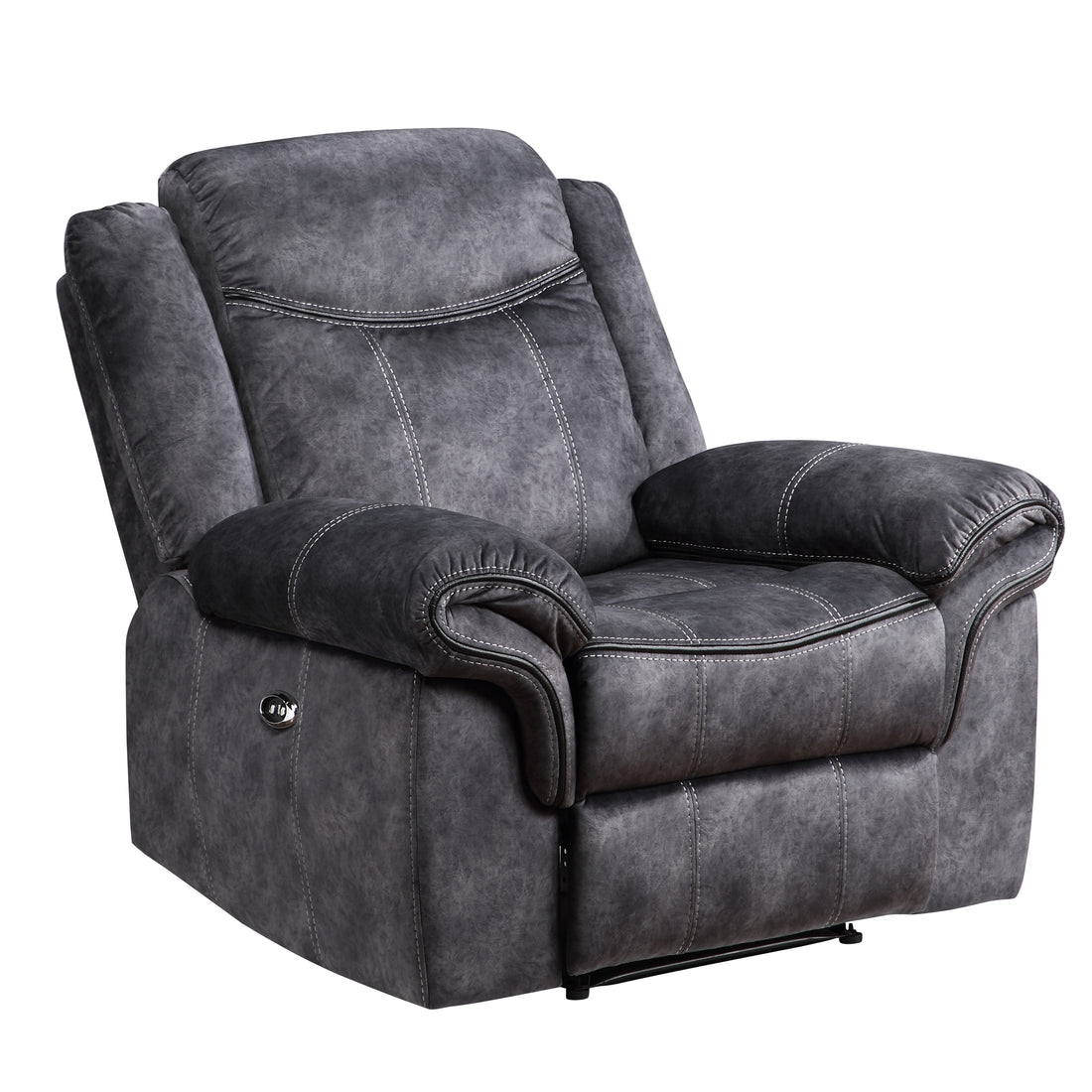 Jimny Domino Granite Power Recliner Gray Fabric