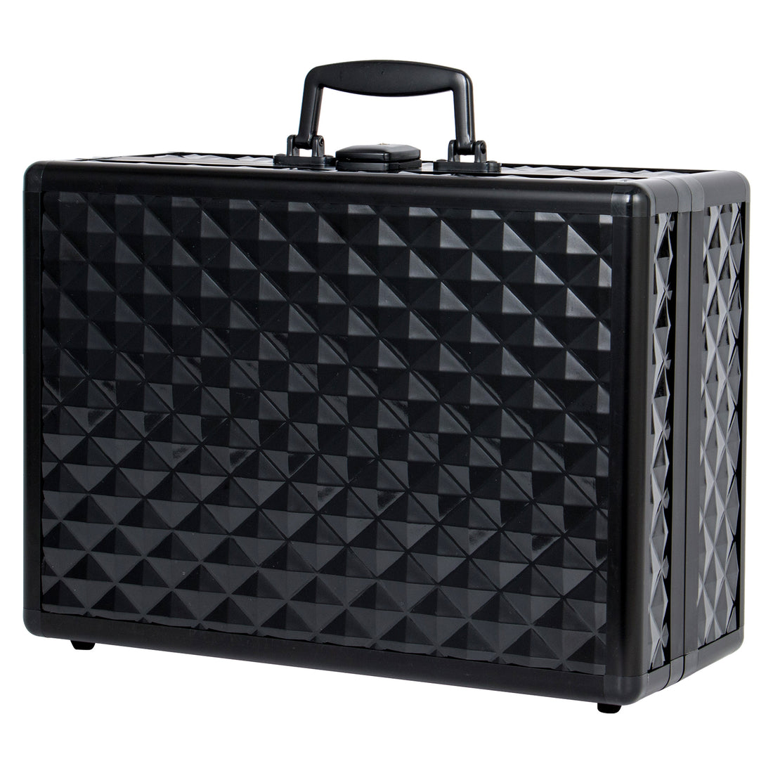 Portable Makeup Case With Led Mirror Travel Makeup Bag Cosmetic Organizer Box With Locks, Brush Holder, Dividers, Rechargeable, Black Black Aluminium Alloy