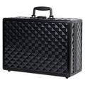 Portable Makeup Case With Led Mirror Travel Makeup Bag Cosmetic Organizer Box With Locks, Brush Holder, Dividers, Rechargeable, Black Black Aluminium Alloy