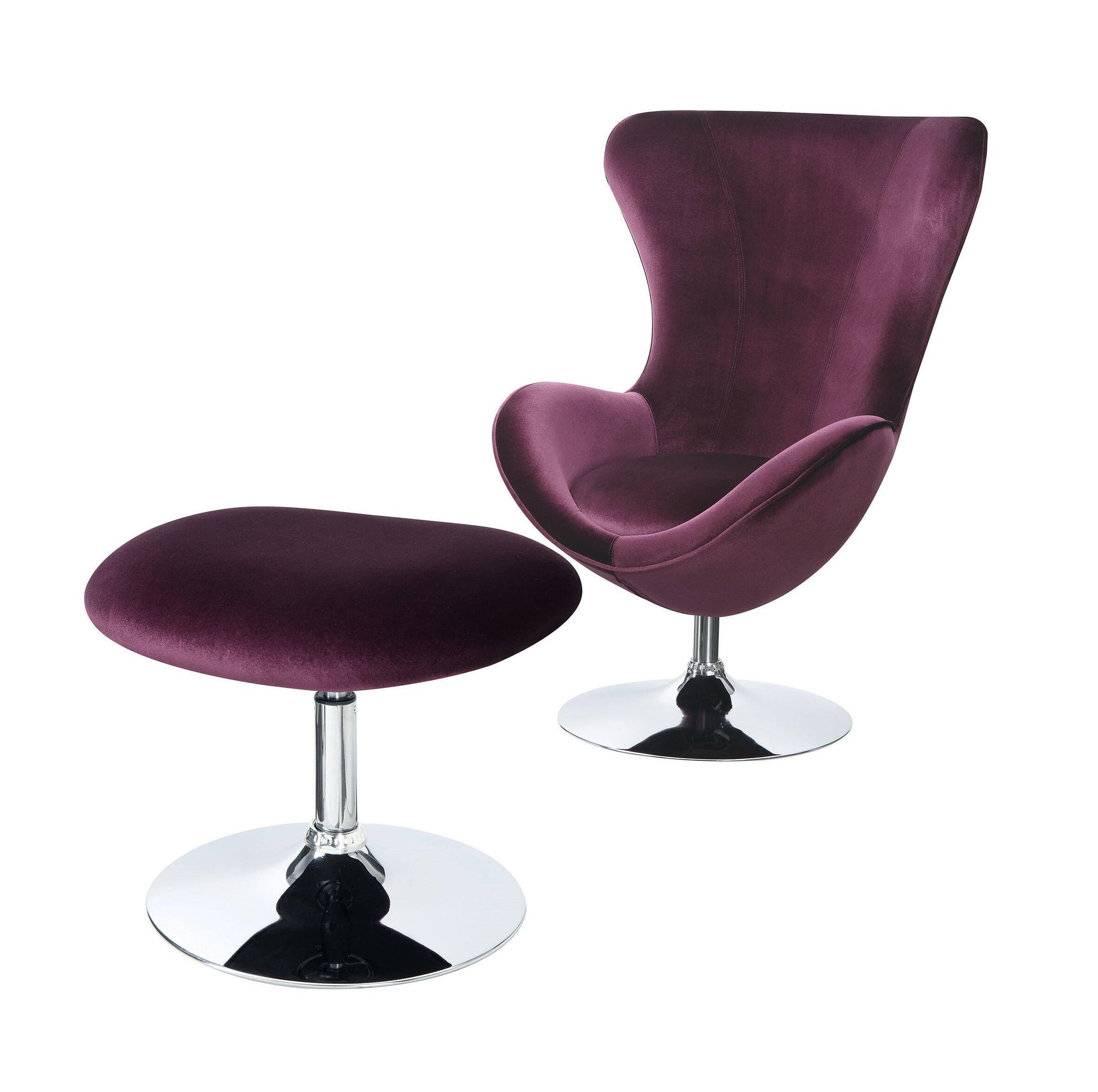 Purple Flannelette Fabric Accent Chair W Ottoman Contemporary Modern Living Room Furniture Chic High Back Chair Purple Primary Living Space Contemporary,Modern Fabric Metal