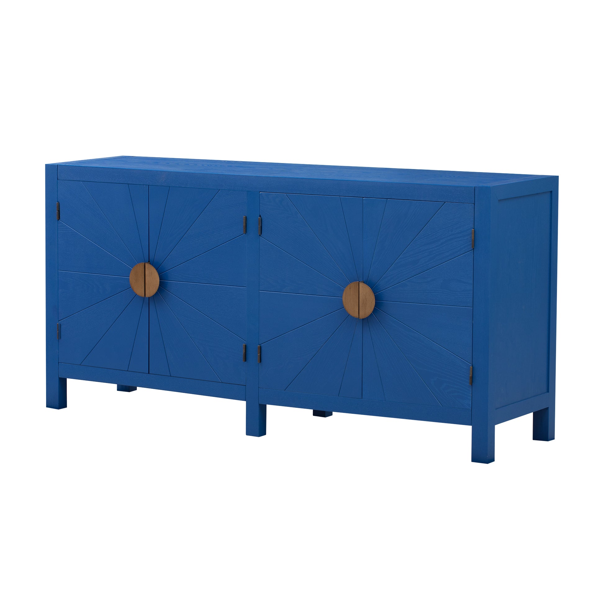 Unique Features Of Ash Veneer Cabinet With Radiating Line Pattern Cabinet Doors, Suitable For Living Rooms, Corridors, And Study Rooms. Navy Blue Mdf