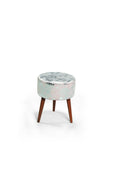 Flora Ottoman 106 Ivory Silver Pattern Ivory Chenille Wood Chenille White Contemporary Oval Foam