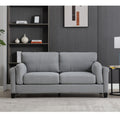Oversized Modern Style Button Tufted Linen Upholstered 3 Seat Sofa With Usb Charger, Three Seat Sofa Couch, Living Room Sofa For Home Or Office, Gray Gray Fabric 3 Seat