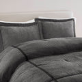 7 Piece Micro Corduroy Comforter Set Grey Queen Grey Polyester