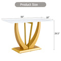 Modern And Simple Rectangular Glass Dining Table In White With A Pattern, 0.39 